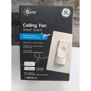 GE Cync Alexa Google Wi-Fi Smart Ceiling Fan Switch Neutral Wire-White- Sealed